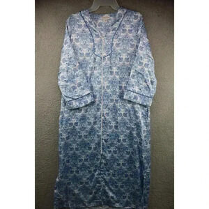 Miss Elaine Satiny Zip Up Pajama Gown/Robe-Size Small-Pockets